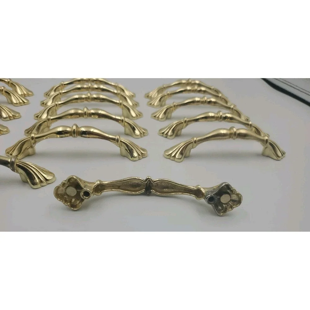 17‎ Vtg French Provincial Gold Brass Drawer Pulls Dresser Cabinet Handles 3